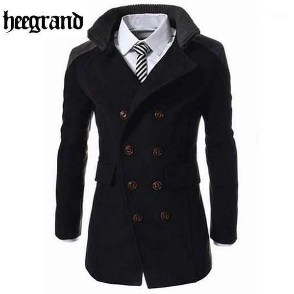 hee grand 2020 fashion men's autumn winter coat turn-down collar wool blend men pea coat double breasted winter overcoat mwn1131, Black
hee grand 2020 fashion men's autumn winter coat turn-down collar wool blend men pea coat double breasted winter overcoat mwn1131, Black