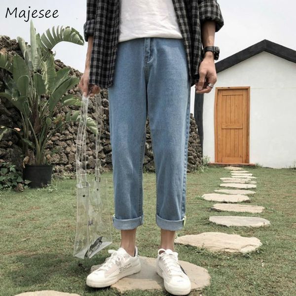 men jeans straight solid simple harajuku loose males trendy chic leisure thin retro ankle length student fashion soft trousers, Blue
men jeans straight solid simple harajuku loose males trendy chic leisure thin retro ankle length student fashion soft trousers, Blue