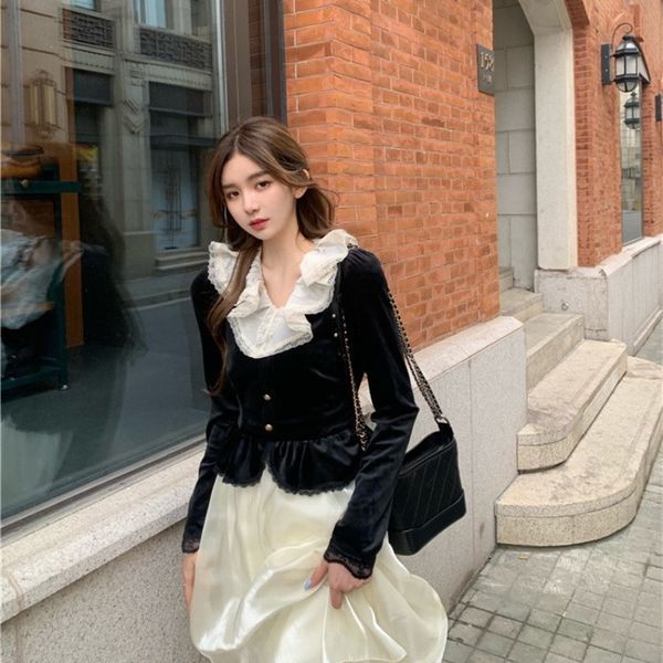 2021 Portrait Long Sleeve Vintage Shredder Lace Two Midi Pieces New Spring Elegant Waist High Dress G4AK, Black;gray
2021 Portrait Long Sleeve Vintage Shredder Lace Two Midi Pieces New Spring Elegant Waist High Dress G4AK, Black;gray