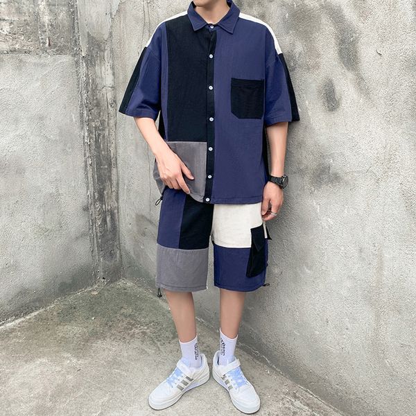 men's set clothing shirt shorts patchwork pocket korean style summer oversized casual short sleeve shirts knee-length pants lj201117, Gray
men's set clothing shirt shorts patchwork pocket korean style summer oversized casual short sleeve shirts knee-length pants lj201117, Gray