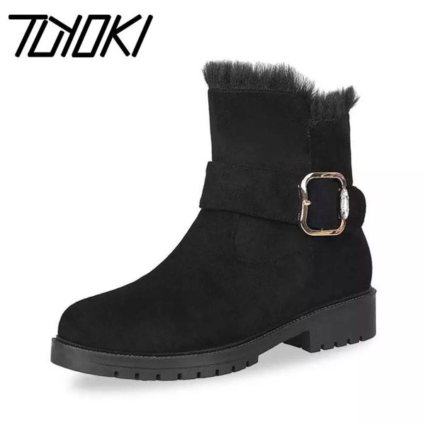 tuyoki winter ankle boots for women round toe low heel flock buckle zipper fur warm boots black ladies footwear size 30-43
tuyoki winter ankle boots for women round toe low heel flock buckle zipper fur warm boots black ladies footwear size 30-43