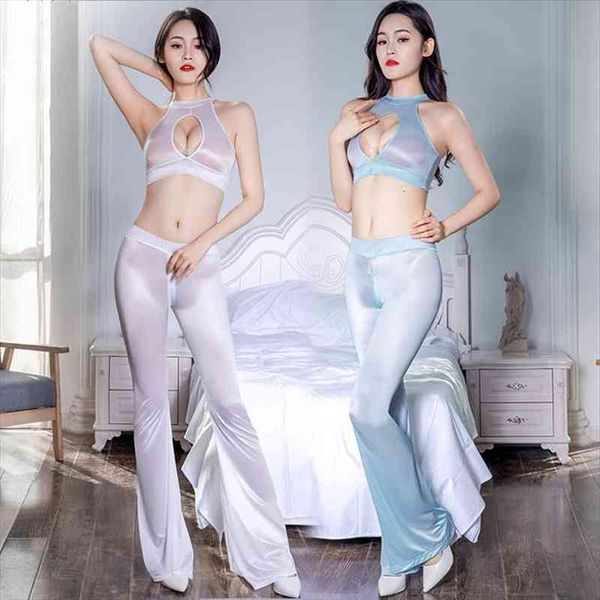 2 piece set women see through transparent exotic lingerie zipper open crotch flare pants clubwear leggings trousers, Black;white
2 piece set women see through transparent exotic lingerie zipper open crotch flare pants clubwear leggings trousers, Black;white