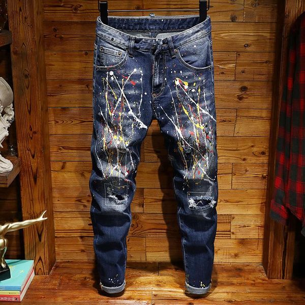 new skinny mens jeans ripped jeans for men elastic paint slim pants men clothes hip hop embroidery spring autumn blue
new skinny mens jeans ripped jeans for men elastic paint slim pants men clothes hip hop embroidery spring autumn blue