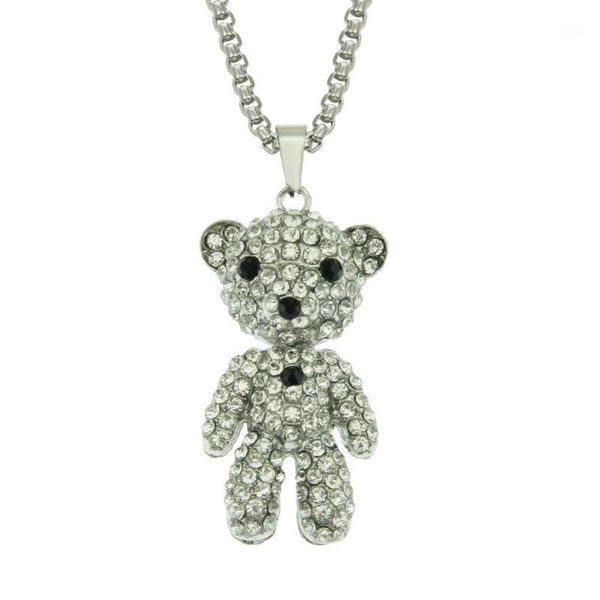 korean version of bear point rhinestone pendant stainless steel necklace for women jewelry accessory christmas gift dropshipping1, Silver