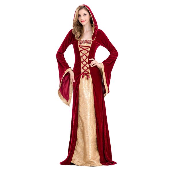 women's renaissance victorian medieval gothic dress halloween flower princess queen velvet queen dress medieval skirt hat dress, Black
women's renaissance victorian medieval gothic dress halloween flower princess queen velvet queen dress medieval skirt hat dress, Black