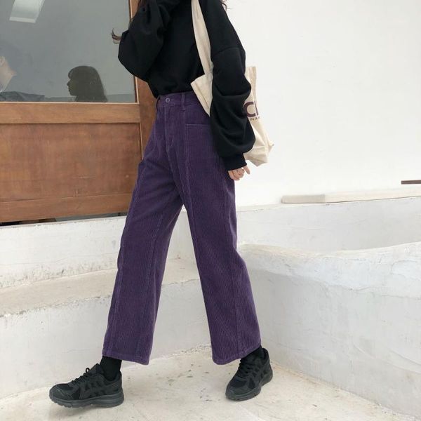 women's pants & capris women corduroy 2021 winter korean style casual purple retro high waist elastic wide leg trousrs1, Black;white
women's pants & capris women corduroy 2021 winter korean style casual purple retro high waist elastic wide leg trousrs1, Black;white
