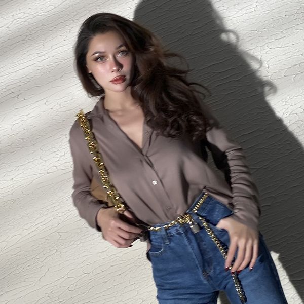 2021 new autumn elegant leisure all-match khaki cleavage v to lazy shirts long sleeve style blouse l1os, White
2021 new autumn elegant leisure all-match khaki cleavage v to lazy shirts long sleeve style blouse l1os, White