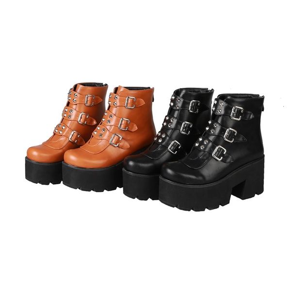 2021 new size boots, thick soles, buckles, rivets, autumn/winter women's shoe s7iu, Black
2021 new size boots, thick soles, buckles, rivets, autumn/winter women's shoe s7iu, Black