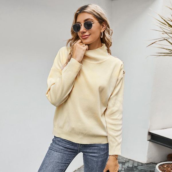 casual knit sweater women 2020 long sleeve turtleneck with button female autumn winter knitwear solid color pullover and jumper, White;black
casual knit sweater women 2020 long sleeve turtleneck with button female autumn winter knitwear solid color pullover and jumper, White;black