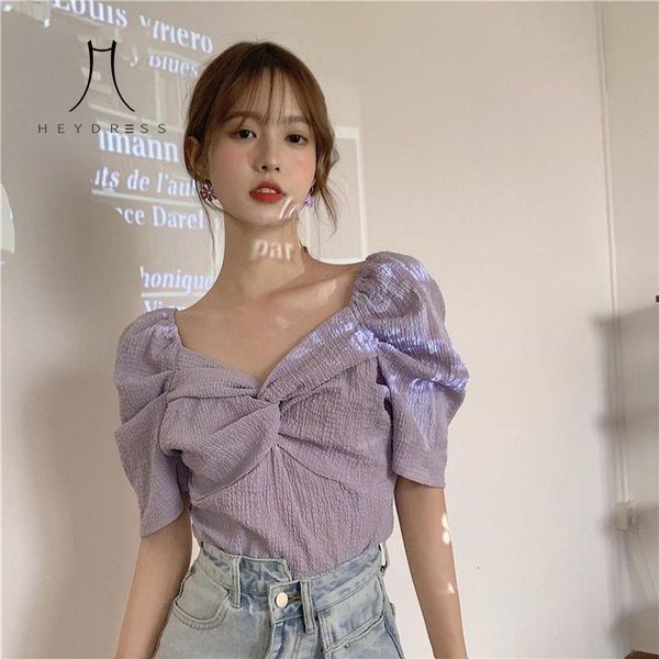 heydress women 2020 summer purple puff sleeve crop vintage v-neck bow design elegant shirt korean ladies short, White
heydress women 2020 summer purple puff sleeve crop vintage v-neck bow design elegant shirt korean ladies short, White