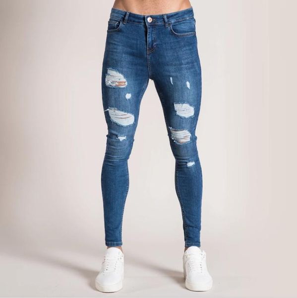 men fashion jeans high street casual pants mens jeans slim tight hole denim pants street hip hop elastic spliced ripped, Blue
men fashion jeans high street casual pants mens jeans slim tight hole denim pants street hip hop elastic spliced ripped, Blue