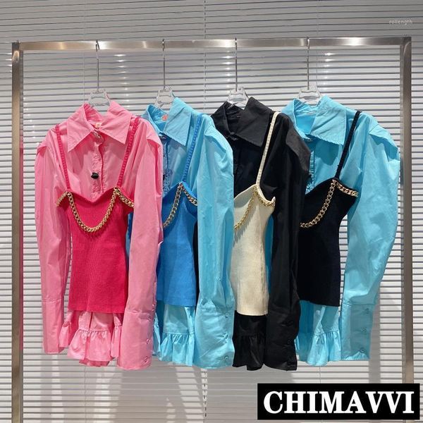 2020 new fashion young lady's metal chain knitted vest with solid color blouse two-piece set women streetwear shirts1, White
2020 new fashion young lady's metal chain knitted vest with solid color blouse two-piece set women streetwear shirts1, White