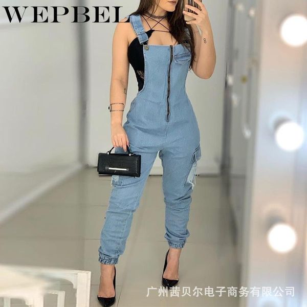 women's jeans wepbel fashion zipper hole ripped overalls with pocket casual fitted denim jumpsuit long romper pants for women, Blue
women's jeans wepbel fashion zipper hole ripped overalls with pocket casual fitted denim jumpsuit long romper pants for women, Blue
