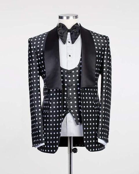 2020 latest one-touch black polka dot groom dress tuxedo shawl lapel man men's wedding ball suit (jacket + pants + vest t1, White;black
2020 latest one-touch black polka dot groom dress tuxedo shawl lapel man men's wedding ball suit (jacket + pants + vest t1, White;black