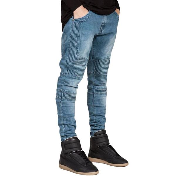2020 men's stretchy ripped skinny biker jeans destroyed slim fit denim pants mens elastic waist harem pants men jogger clothes, Blue
2020 men's stretchy ripped skinny biker jeans destroyed slim fit denim pants mens elastic waist harem pants men jogger clothes, Blue