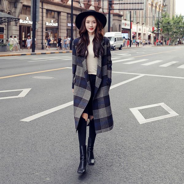 spring autumn new fashion long woolen loose type winter jackets female women's wool plaid trench coat, Black
spring autumn new fashion long woolen loose type winter jackets female women's wool plaid trench coat, Black