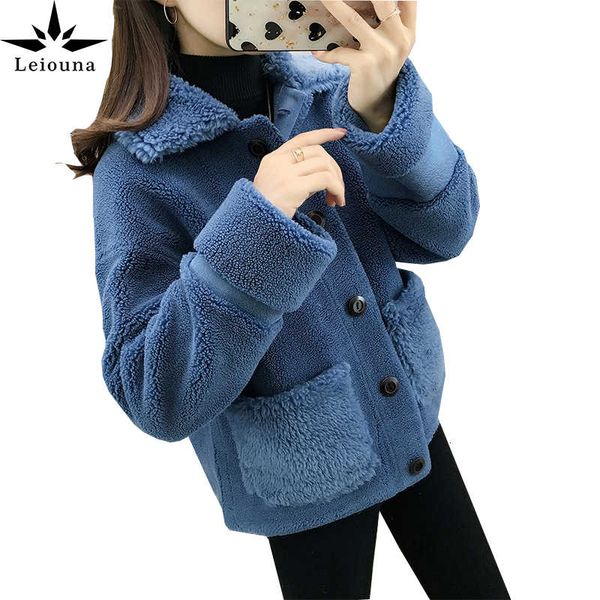 leiouna loose thick parker fur 2021 new women lambswool winter short coat female granules velvet wild cardigan section overcoat t200915, Black 
leiouna loose thick parker fur 2021 new women lambswool winter short coat female granules velvet wild cardigan section overcoat t200915, Black