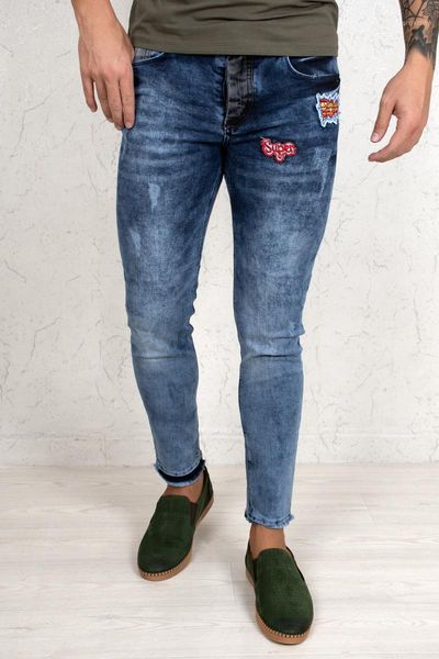 men's jeans deepsea blue tumbled lycra narrow cut pants 21010201
