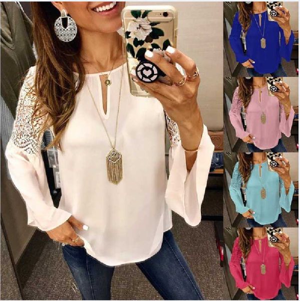 women's blouses & shirts 5xl lace splice trumpet sleeve long chiffon shirt ladies round neck loose lantern sleeves women blouse, White
women's blouses & shirts 5xl lace splice trumpet sleeve long chiffon shirt ladies round neck loose lantern sleeves women blouse, White
