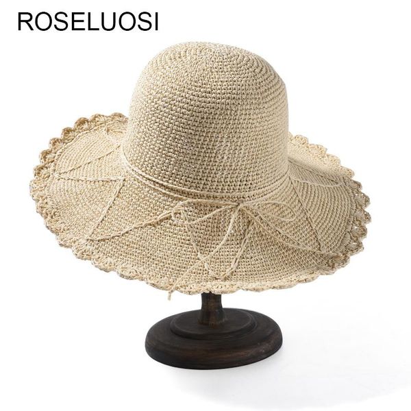 wide brim hats roseluosi 2021 spring summer for women sun hat handmade crochet foldable beach sombreros de playa, Blue;gray
wide brim hats roseluosi 2021 spring summer for women sun hat handmade crochet foldable beach sombreros de playa, Blue;gray