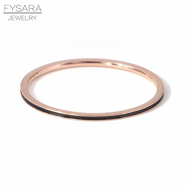 fysara титана стали розового золота цвет 1мм тонкие кольца для женщин tail knuckle палец кольцо эмаль мода ювелирные изделия любовь размер к, Black