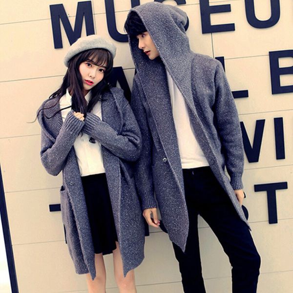 2021 autumn long male fashion with hood thin cardigan knitted shirts women thick korean couple poncho mantle plus size pull homme obcq, White;black
2021 autumn long male fashion with hood thin cardigan knitted shirts women thick korean couple poncho mantle plus size pull homme obcq, White;black