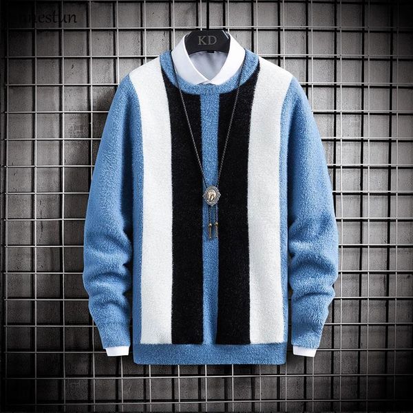 men's sweaters onnestun sweater clothing winter casual pullover men warm imitation mink color stitching christmas man, White;black
men's sweaters onnestun sweater clothing winter casual pullover men warm imitation mink color stitching christmas man, White;black