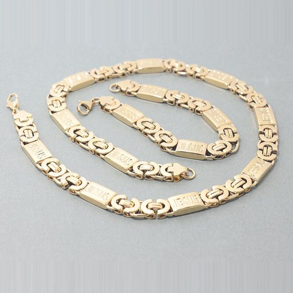 width 11mm gold-color flat byzantine link stainless steel necklace mens chain bracelet christ jewelry, Silver
width 11mm gold-color flat byzantine link stainless steel necklace mens chain bracelet christ jewelry, Silver