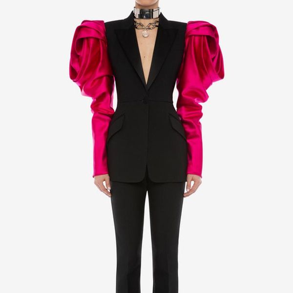 women's jackets est 2021 baracco designer jacket puff sleeve color block single button, Black;brown
women's jackets est 2021 baracco designer jacket puff sleeve color block single button, Black;brown