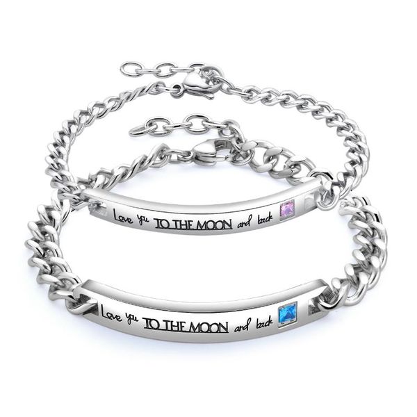 charm stainless steel lovers bracelet bangle blue/clear cz extended link chain jewelry valentine's day gift, Black
charm stainless steel lovers bracelet bangle blue/clear cz extended link chain jewelry valentine's day gift, Black