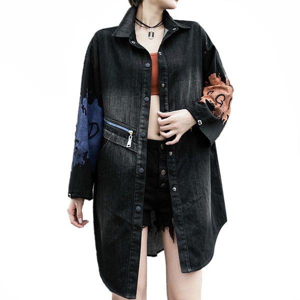 women long windbreakers fashion european ladies printed denim trench coats vintage plus size autumn ropa mujer 8bpq, Black;brown
women long windbreakers fashion european ladies printed denim trench coats vintage plus size autumn ropa mujer 8bpq, Black;brown