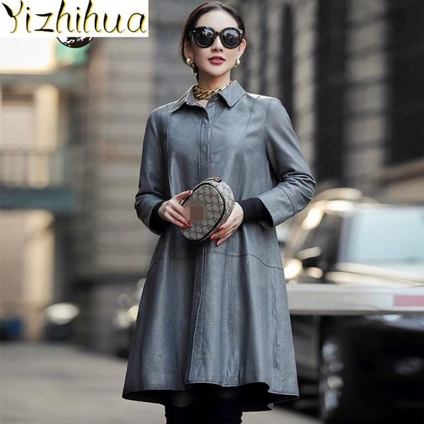 100% luxury genuine elegant leather long jacket female spring loose sheepskin windbreakers streetwear party office lady overcoat, Black
100% luxury genuine elegant leather long jacket female spring loose sheepskin windbreakers streetwear party office lady overcoat, Black