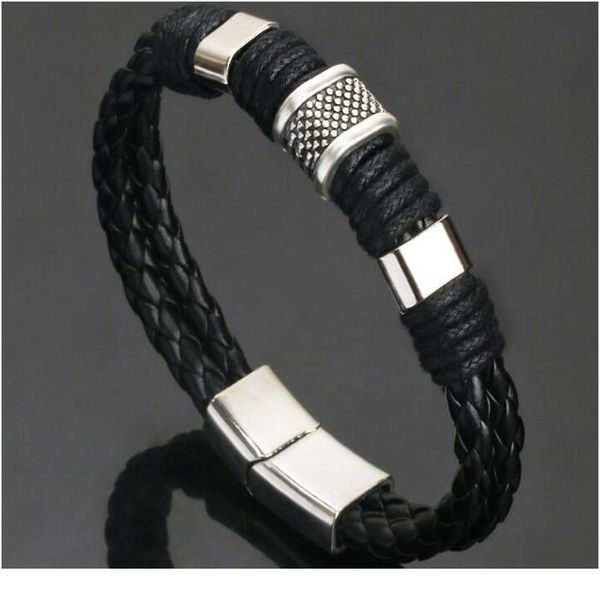 stainless steel charm bracelet braided black brown genuine leather bracelet for men's hand wristband wmtfip, Golden;silver
stainless steel charm bracelet braided black brown genuine leather bracelet for men's hand wristband wmtfip, Golden;silver