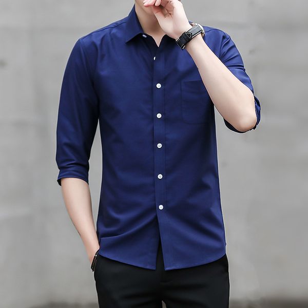 brand summer men's shirt oxford textile seven-sleeve for male slim mid-sleeve kg-424, White;black
brand summer men's shirt oxford textile seven-sleeve for male slim mid-sleeve kg-424, White;black