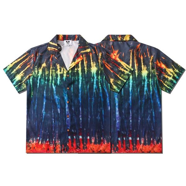 men's casual shirts 2021 high street hawaiian shirt pigment print beach cardigan leisure short sleeves man, White;black
men's casual shirts 2021 high street hawaiian shirt pigment print beach cardigan leisure short sleeves man, White;black