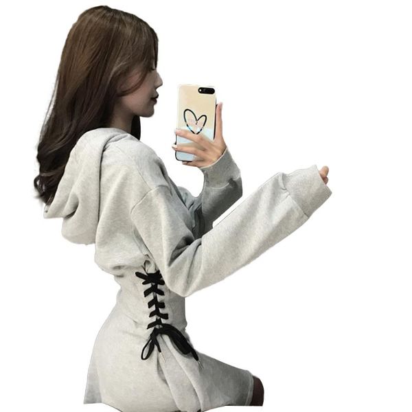 casual dresses 2021 spring autumn hooded women sides lacing up adjustable tie bow waist bandage dress, Black;gray
casual dresses 2021 spring autumn hooded women sides lacing up adjustable tie bow waist bandage dress, Black;gray