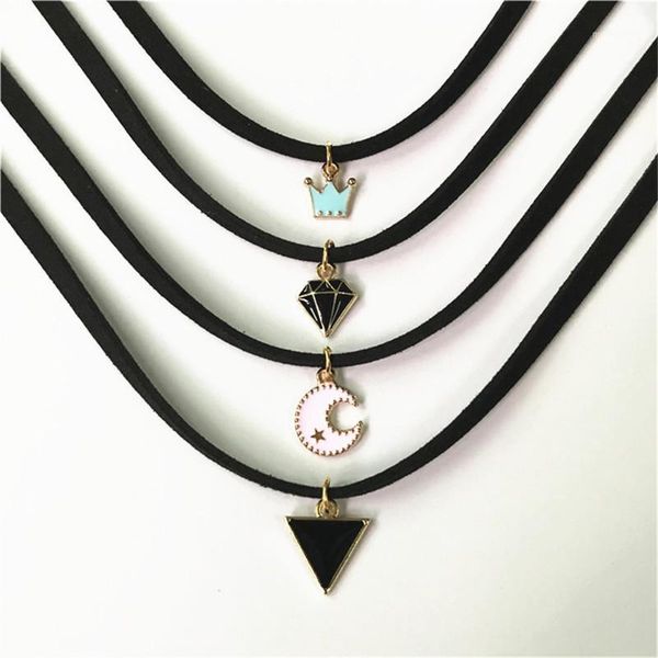 new sale retro gothic choker necklace collar punk black velvet suede women short necklace chain jewelry bijoux wholesale, Golden;silver