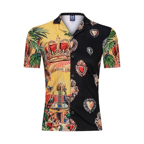 2020 the men's of vintage crown printed shirts with sleeves thin hawaiian holidays party casual shirt, White;black
2020 the men's of vintage crown printed shirts with sleeves thin hawaiian holidays party casual shirt, White;black