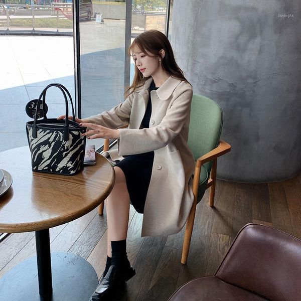 women fashion thicken warm medium - length woolen coat jacket student preppy style single breasted overcoat outwear1, Black
women fashion thicken warm medium - length woolen coat jacket student preppy style single breasted overcoat outwear1, Black