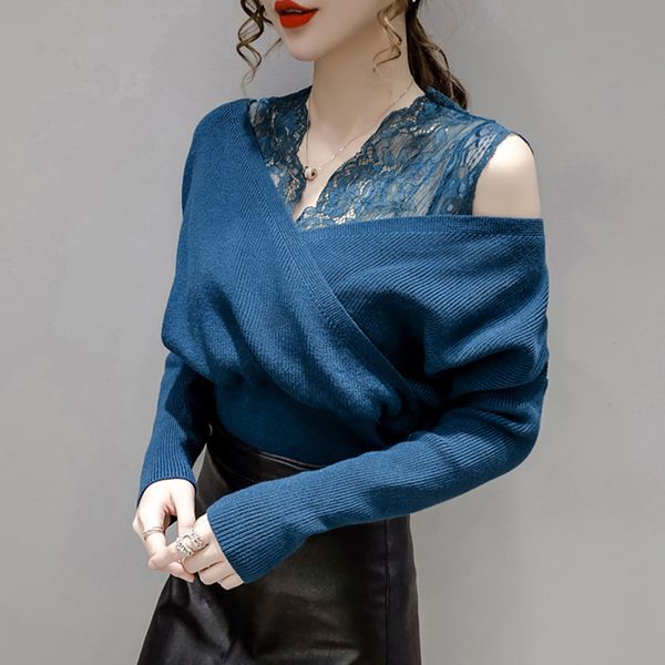 2020 lace patchwork knitted sweater women korean chic winter v neck long sleeve pullovers sweater jumper pull femme, White;black
2020 lace patchwork knitted sweater women korean chic winter v neck long sleeve pullovers sweater jumper pull femme, White;black