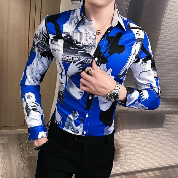 british style shirt men fashion long sleeve digital print men casual shirts slim fit party dress shirt, White;black
british style shirt men fashion long sleeve digital print men casual shirts slim fit party dress shirt, White;black