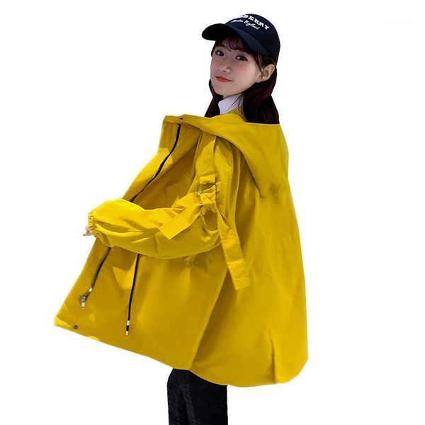 women's jackets 2021 spring jacket women hooded korean fashion long sleeve windbreaker loose student casual tooling outwear tide d35851, Black;brown 
women's jackets 2021 spring jacket women hooded korean fashion long sleeve windbreaker loose student casual tooling outwear tide d35851, Black;brown