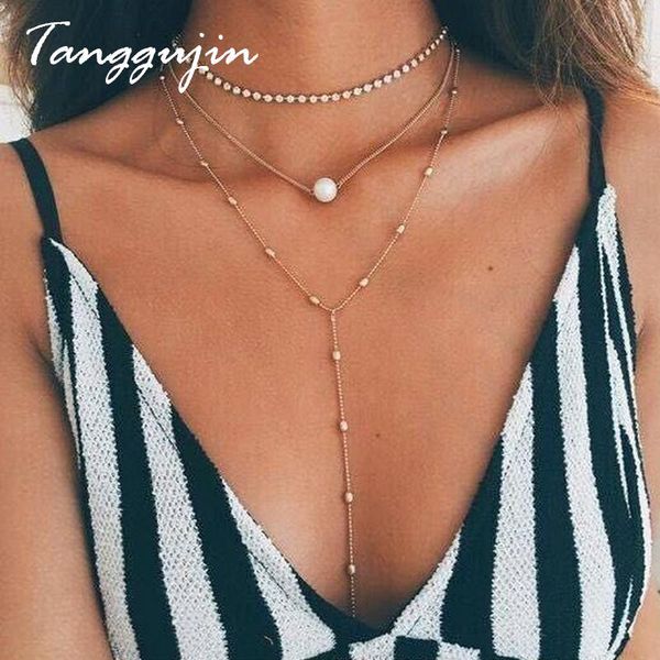 Tanggujin Fashion Multilayer Rhinestone Pearl Necklace Lady Necklace Retro Style Bohemian Girl's Summer Beach Jewelry, Silver 
Tanggujin Fashion Multilayer Rhinestone Pearl Necklace Lady Necklace Retro Style Bohemian Girl's Summer Beach Jewelry, Silver