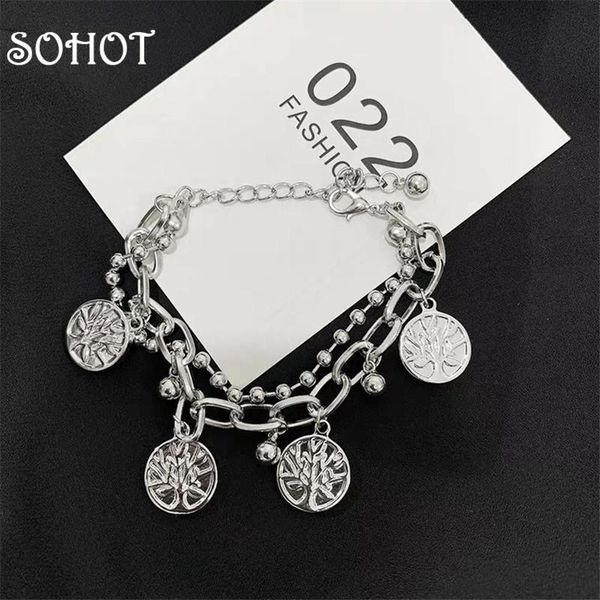 charm bracelets so korean design double layer tassel couple bracelet round metal bead pendant trendy jewelry, Golden;silver
charm bracelets so korean design double layer tassel couple bracelet round metal bead pendant trendy jewelry, Golden;silver