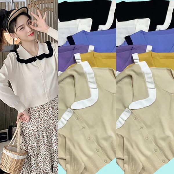 cute baby collar color jacketdoll jacket contrast knitted cardigan jacket women's short high waist loose thin long sleeve jin daban fas, White;black
cute baby collar color jacketdoll jacket contrast knitted cardigan jacket women's short high waist loose thin long sleeve jin daban fas, White;black