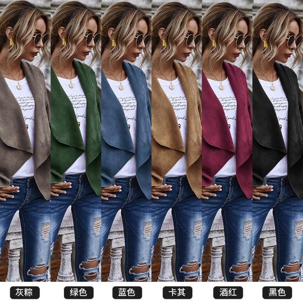 women's jackets 2021 fall fashion european american big lapel cardigan solid color suede long sleeve all-match street short jacket 6 co, Black;brown
women's jackets 2021 fall fashion european american big lapel cardigan solid color suede long sleeve all-match street short jacket 6 co, Black;brown
