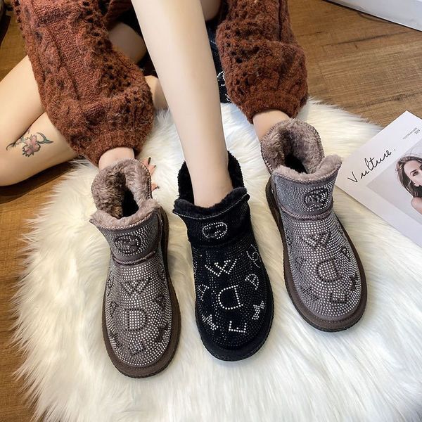 leather snow boots rhinestone letters winter fashion all-match outdoor warm thick soles comfortable non-slip fur integrated cotton shoes 35-, Black
leather snow boots rhinestone letters winter fashion all-match outdoor warm thick soles comfortable non-slip fur integrated cotton shoes 35-, Black