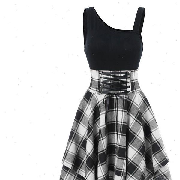 fashion women sleeveless cold shoulder cross lace up plaid print irregular dress casual long girl dress female fashion new, Black;gray
fashion women sleeveless cold shoulder cross lace up plaid print irregular dress casual long girl dress female fashion new, Black;gray