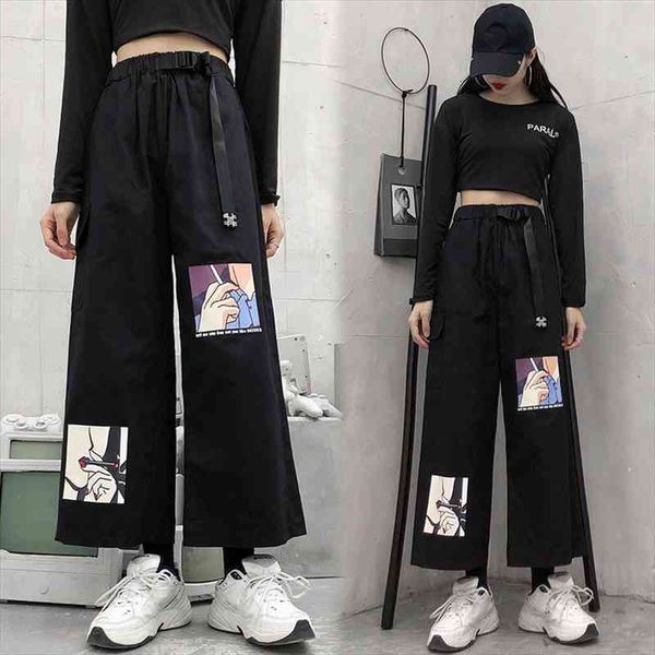streetwear with belt wide leg pants women anime print high waist trousers female harajuku plus size loose pants casual joggers, Black;white
streetwear with belt wide leg pants women anime print high waist trousers female harajuku plus size loose pants casual joggers, Black;white