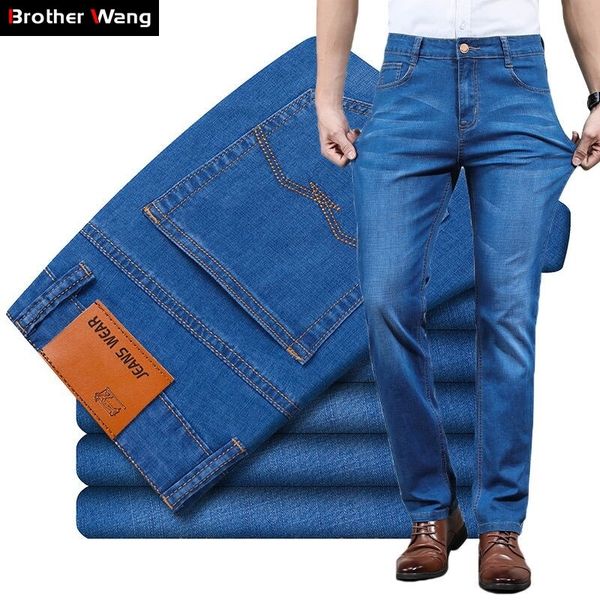 summer new men's business thin jeans classic style regular fit stretch denim trousers male brand pants 201116, Blue
summer new men's business thin jeans classic style regular fit stretch denim trousers male brand pants 201116, Blue